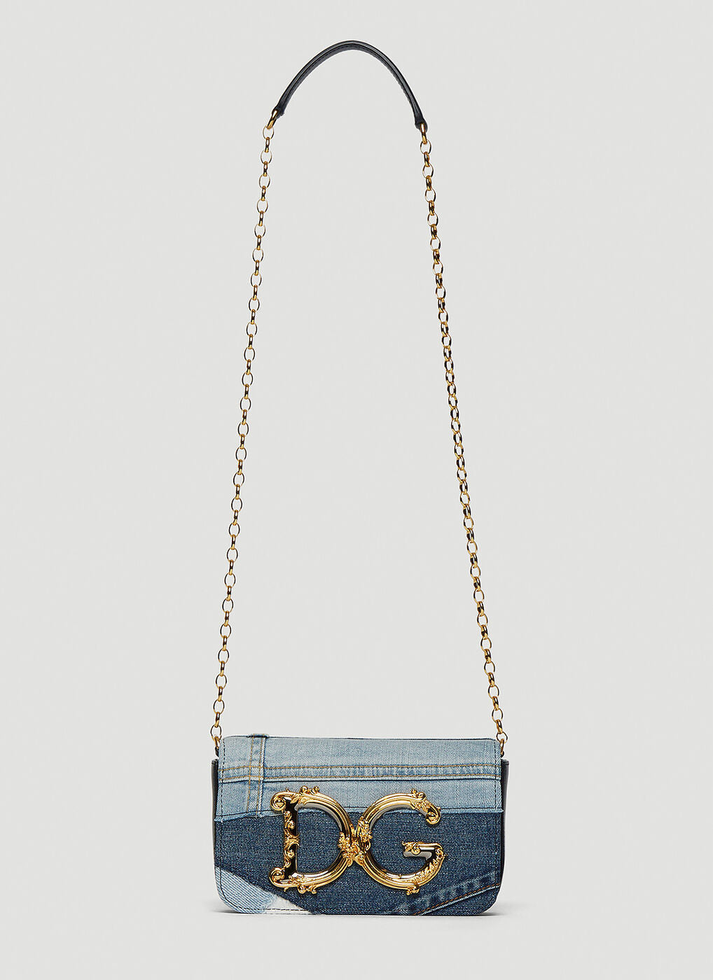 DOLCE &amp; GABBANA DG GIRLS PATCHWORK DENIM CHAIN BAG