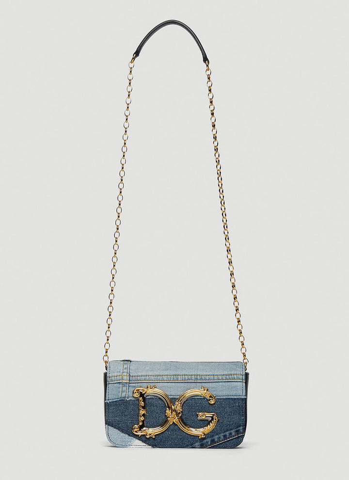DOLCE &amp; GABBANA DG GIRLS PATCHWORK DENIM CHAIN BAG