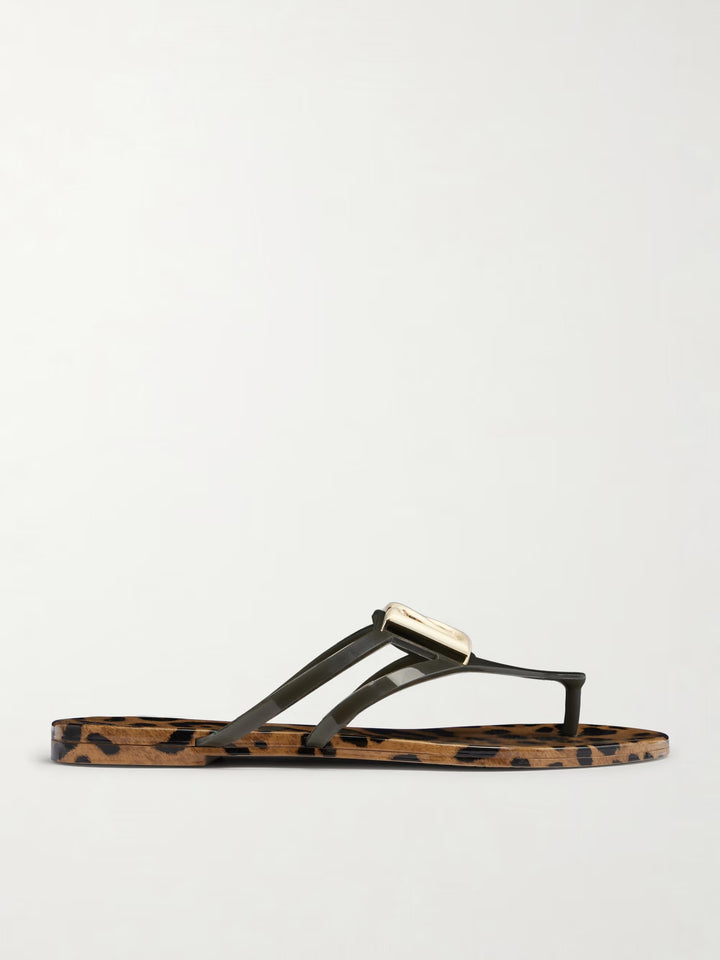 DOLCE &amp; GABBANA LEOPARD PRINT SLIDE SANDALS