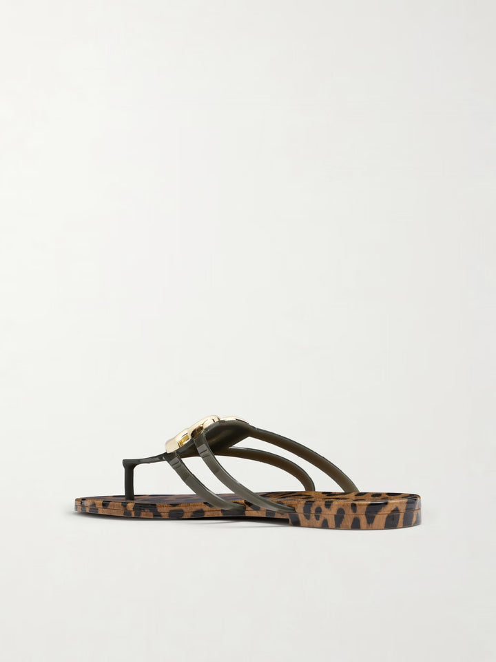 DOLCE &amp; GABBANA LEOPARD PRINT SLIDE SANDALS