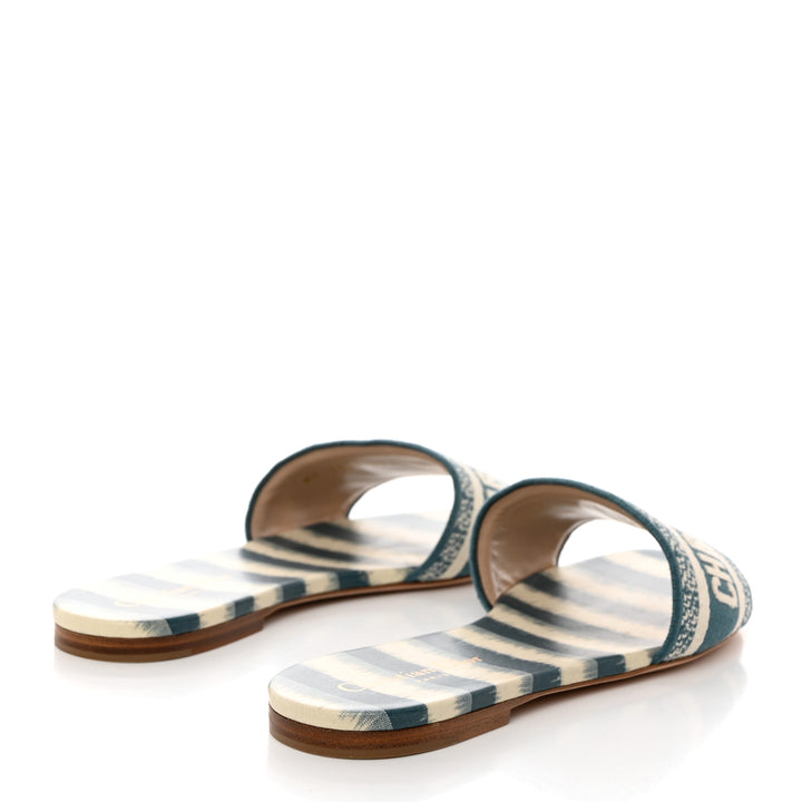 CHRISTIAN DIOR DWAY D-STRIPES EMBROIDERED MULES
