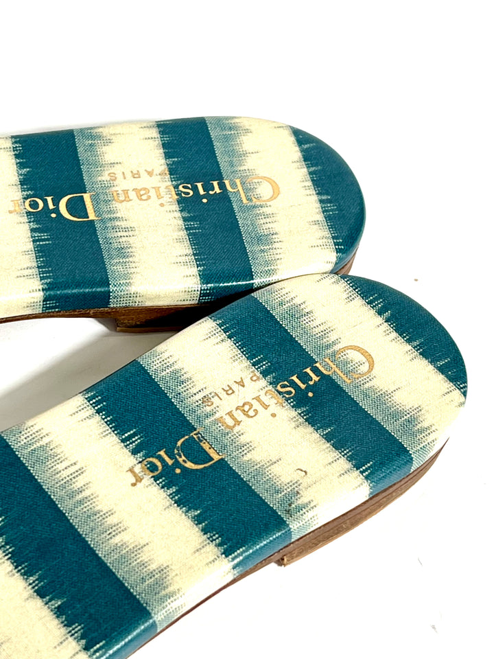 CHRISTIAN DIOR DWAY D-STRIPES EMBROIDERED MULES