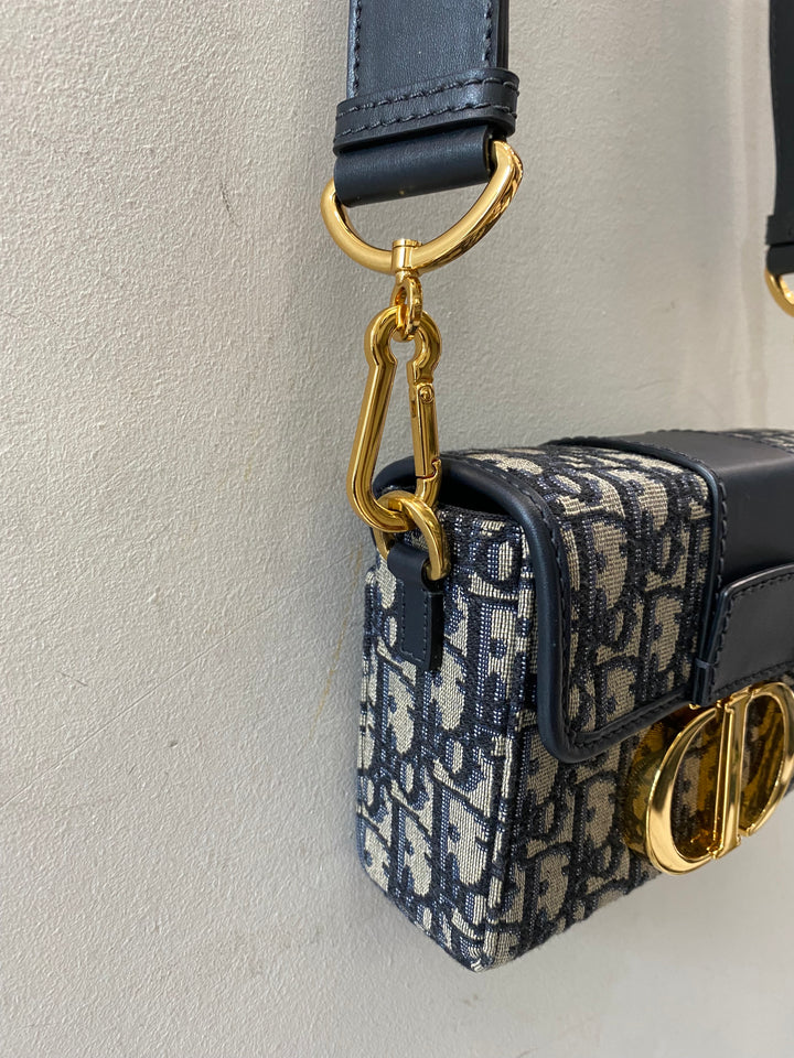 CHRISTIAN DIOR BLUE OBLIQUE 30 MONTAIGNE BOX BAG