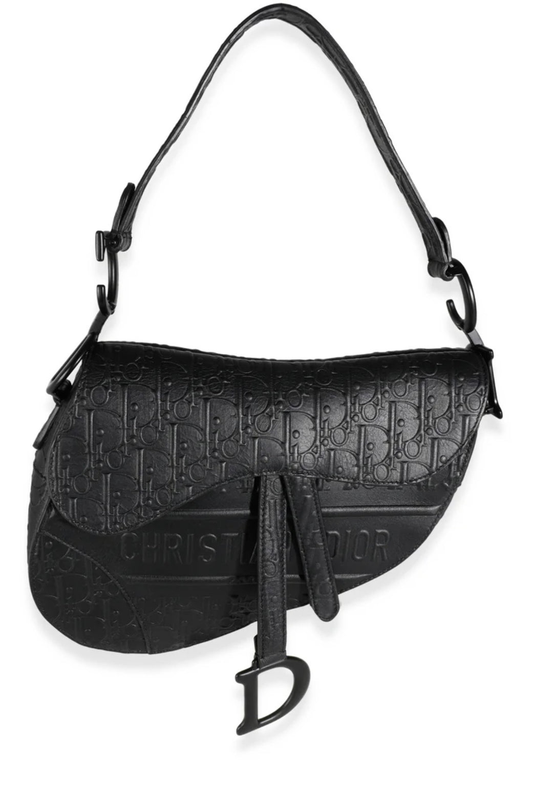 DIOR CALFSKIN EMBOSSED OBLIQUE MEDIUM SADDLE BAG