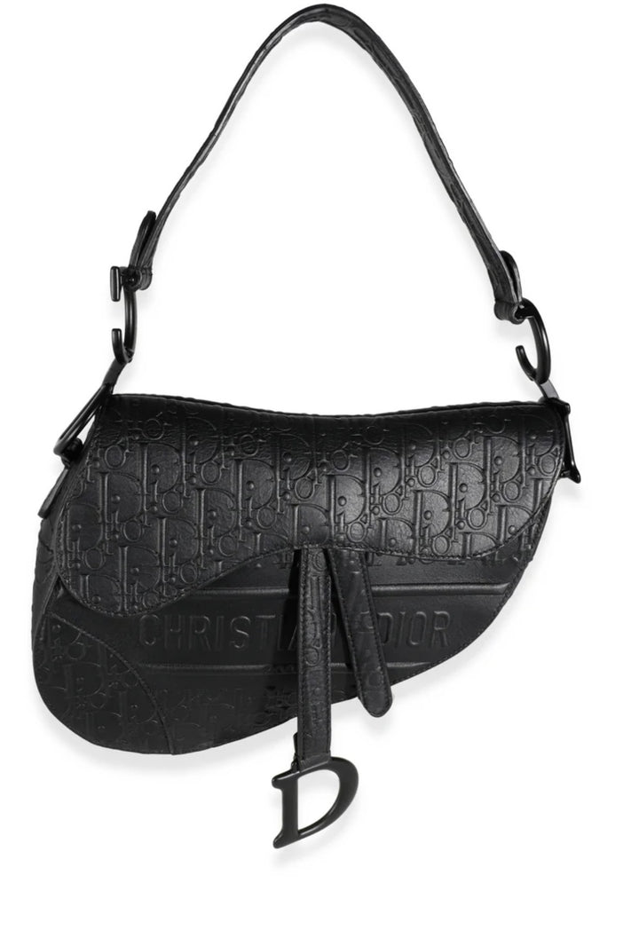 DIOR CALFSKIN EMBOSSED OBLIQUE MEDIUM SADDLE BAG