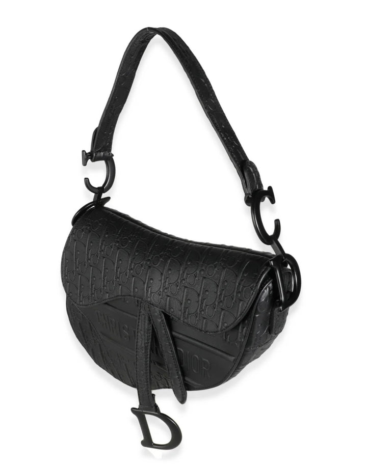 DIOR CALFSKIN EMBOSSED OBLIQUE MEDIUM SADDLE BAG