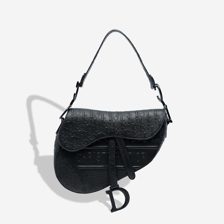 DIOR CALFSKIN EMBOSSED OBLIQUE MEDIUM SADDLE BAG