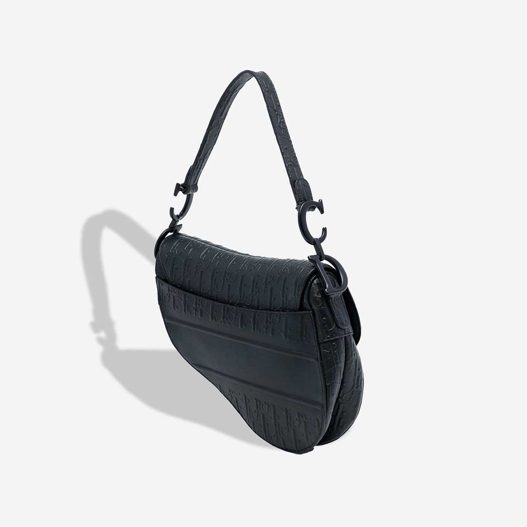 DIOR CALFSKIN EMBOSSED OBLIQUE MEDIUM SADDLE BAG