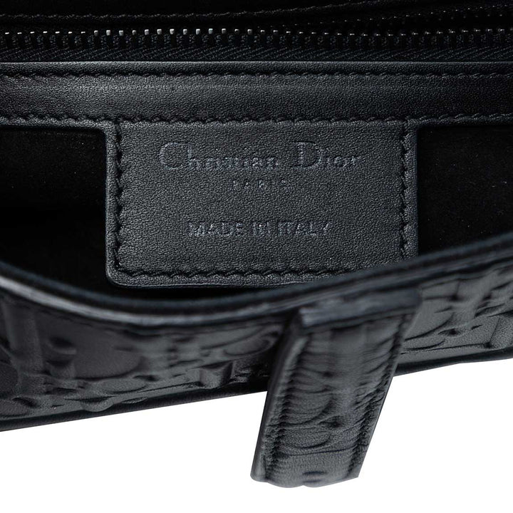 DIOR CALFSKIN EMBOSSED OBLIQUE MEDIUM SADDLE BAG
