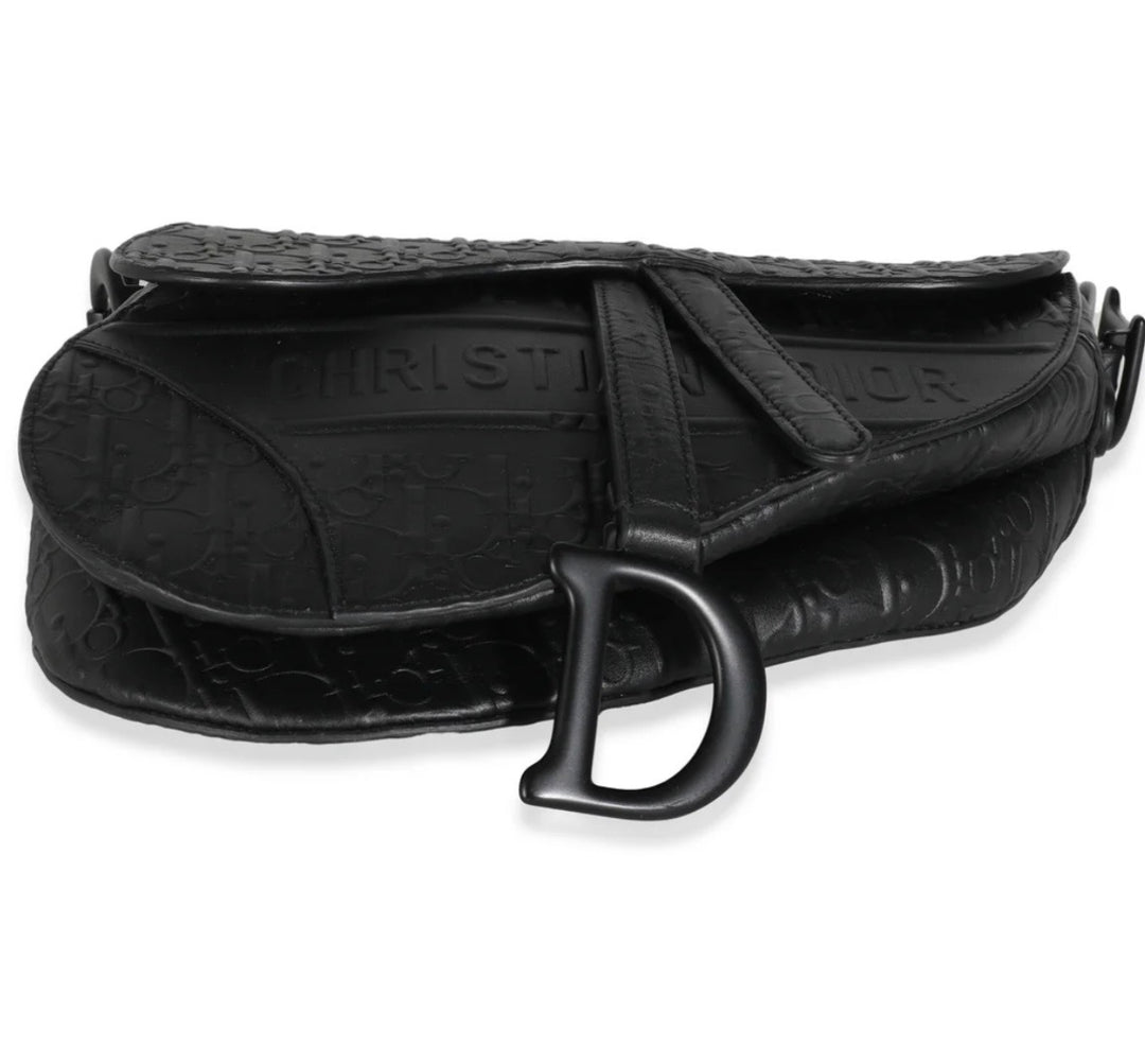 DIOR CALFSKIN EMBOSSED OBLIQUE MEDIUM SADDLE BAG