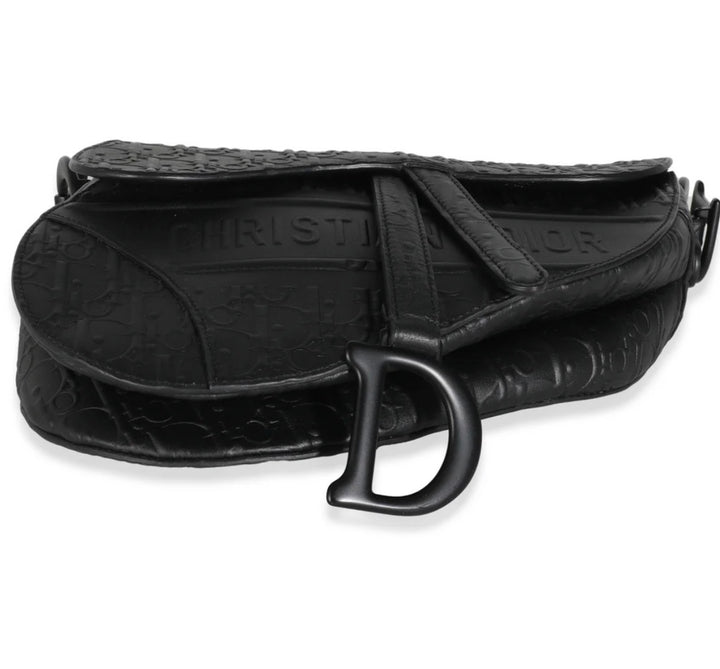 DIOR CALFSKIN EMBOSSED OBLIQUE MEDIUM SADDLE BAG