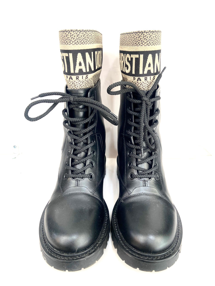 CHRISTIAN DIOR CALFSKIN TECHNICAL FABRIC D-MAJOR ANKLE BOOTS