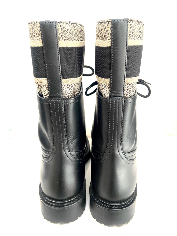 CHRISTIAN DIOR CALFSKIN TECHNICAL FABRIC D-MAJOR ANKLE BOOTS