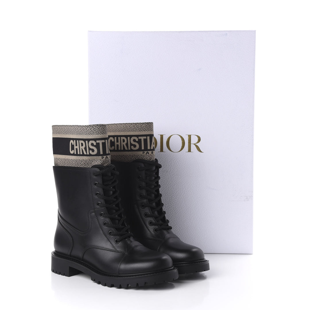 CHRISTIAN DIOR CALFSKIN TECHNICAL FABRIC D-MAJOR ANKLE BOOTS