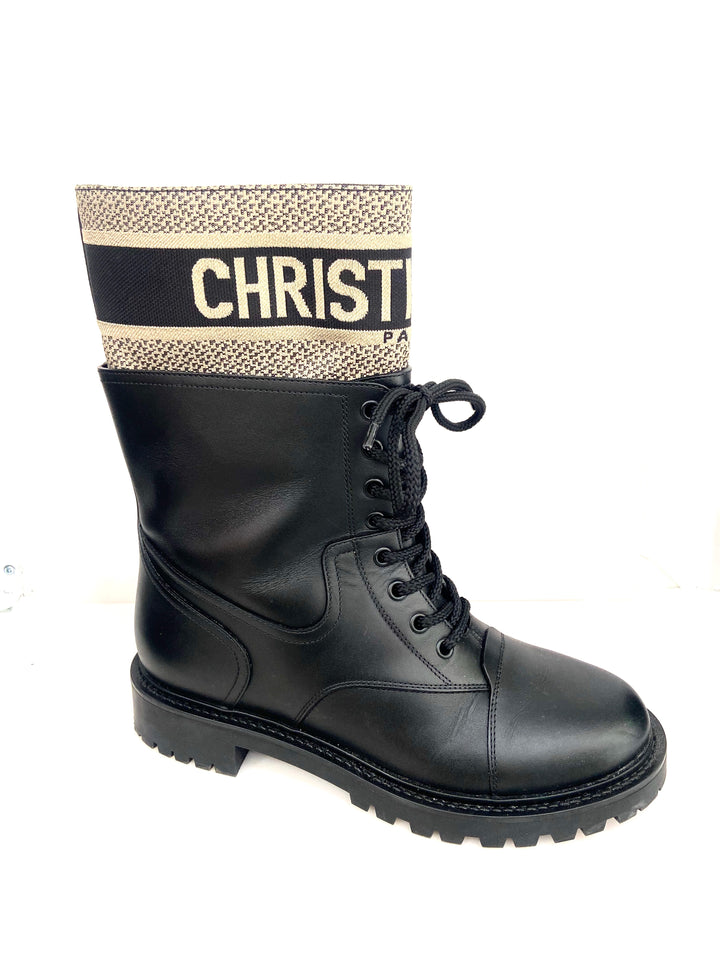 CHRISTIAN DIOR CALFSKIN TECHNICAL FABRIC D-MAJOR ANKLE BOOTS
