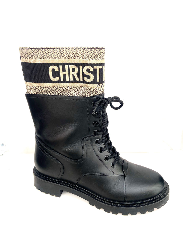 CHRISTIAN DIOR Calfskin Technical Fabric D-Major Ankle Boots sz38