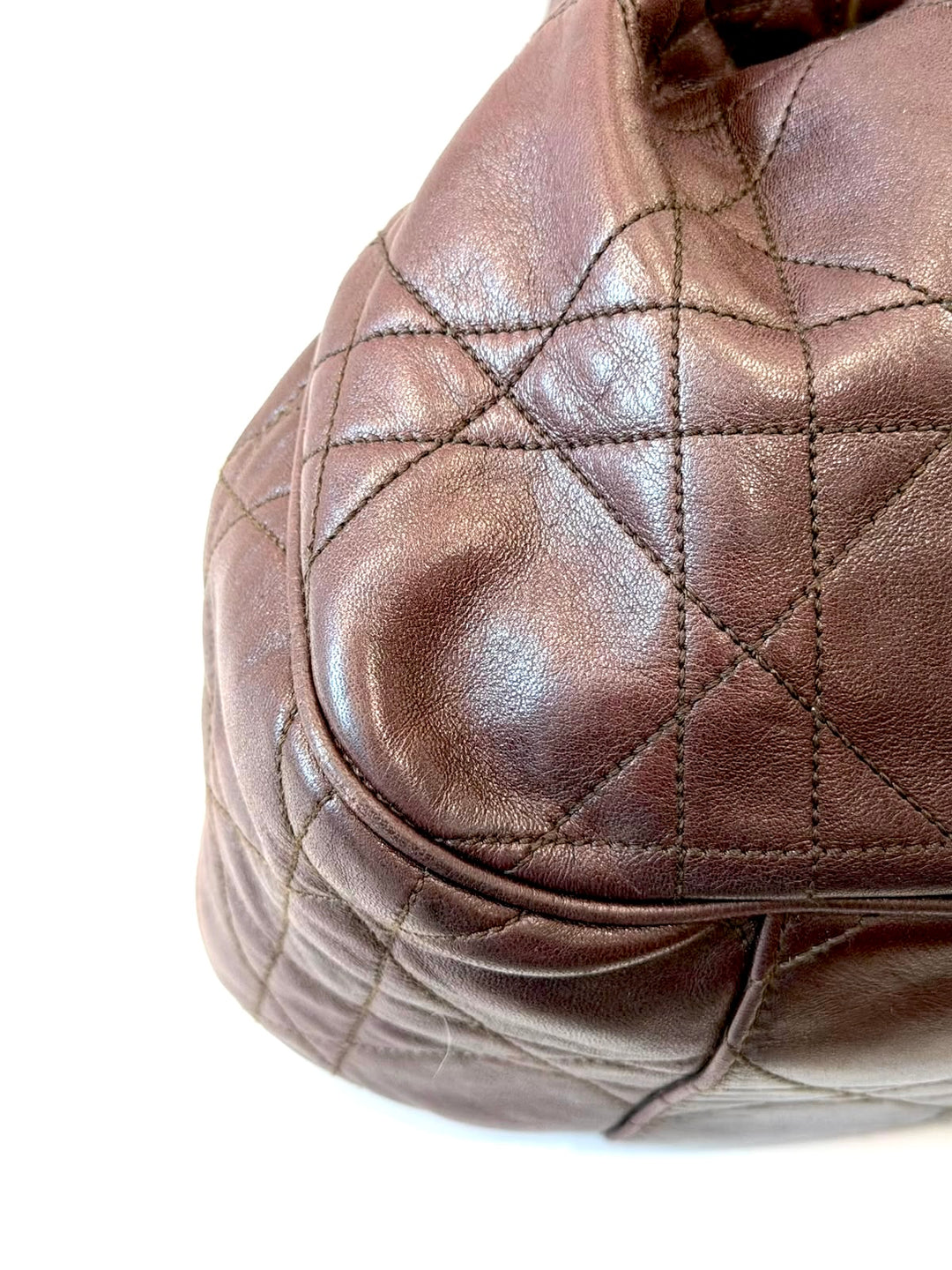 DIOR CANNAGE QUILTED LAMBSKIN LEATHER DRAWSTRING BUCKET BAG