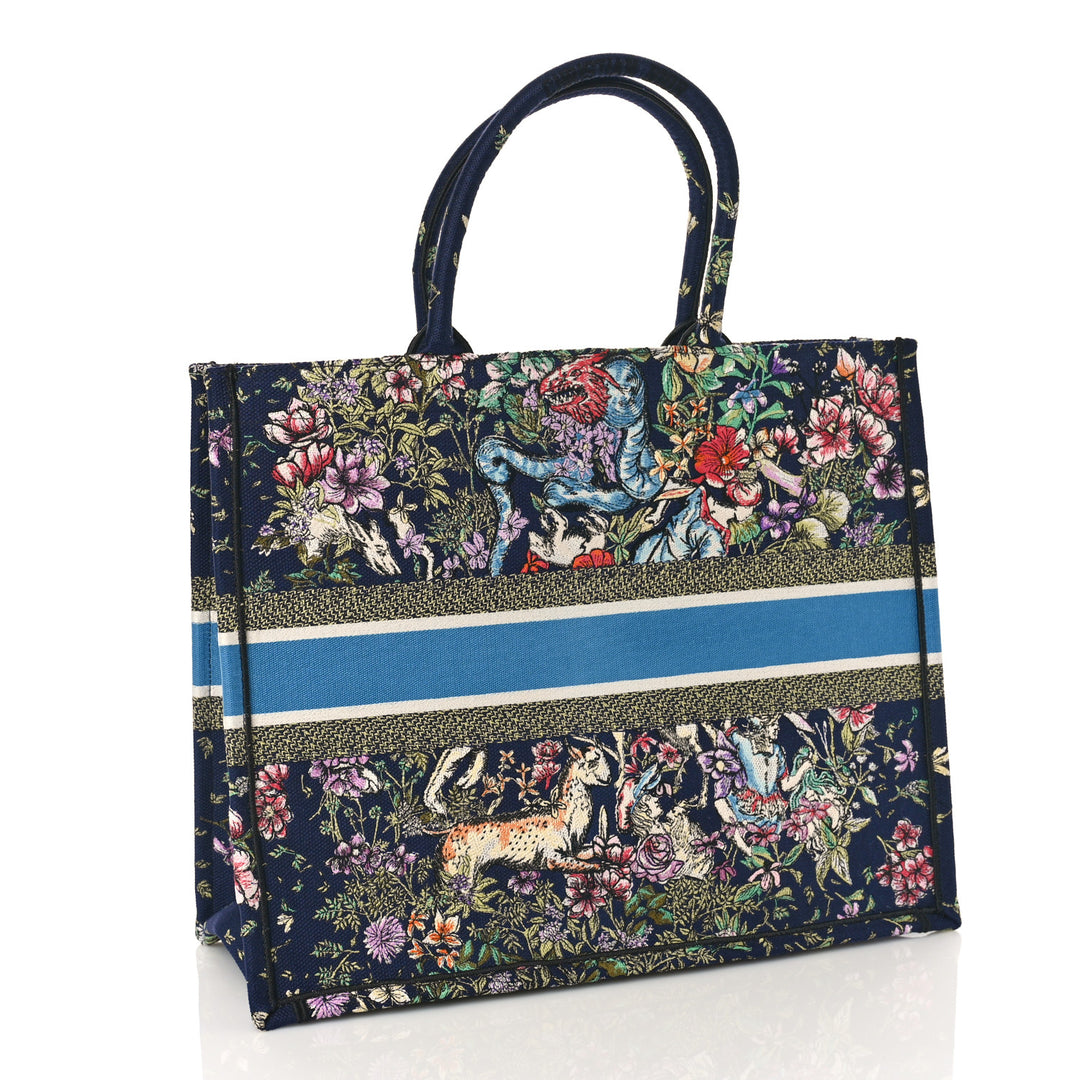 DIOR CANVAS EMBROIDERED LARGE D-CONSTELLATION BOOK TOTE