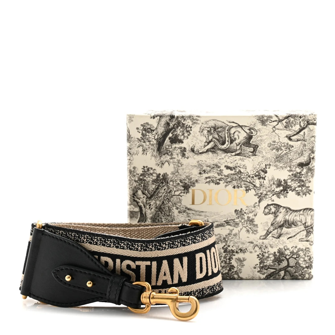 DIOR CANVAS EMBROIDERED SHOULDER STRAP