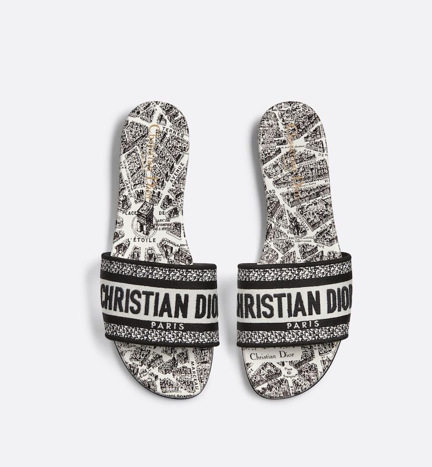 CHRISTIAN DIOR DWAY PLAN DE PARIS EMBROIDERED FLAT MULES