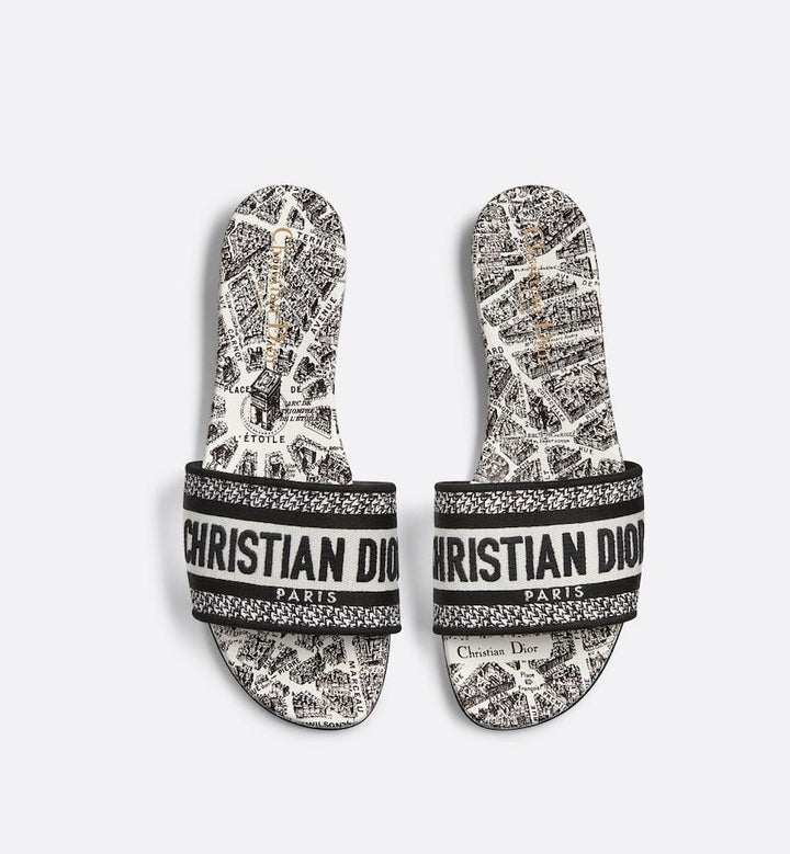 CHRISTIAN DIOR DWAY PLAN DE PARIS EMBROIDERED FLAT MULES