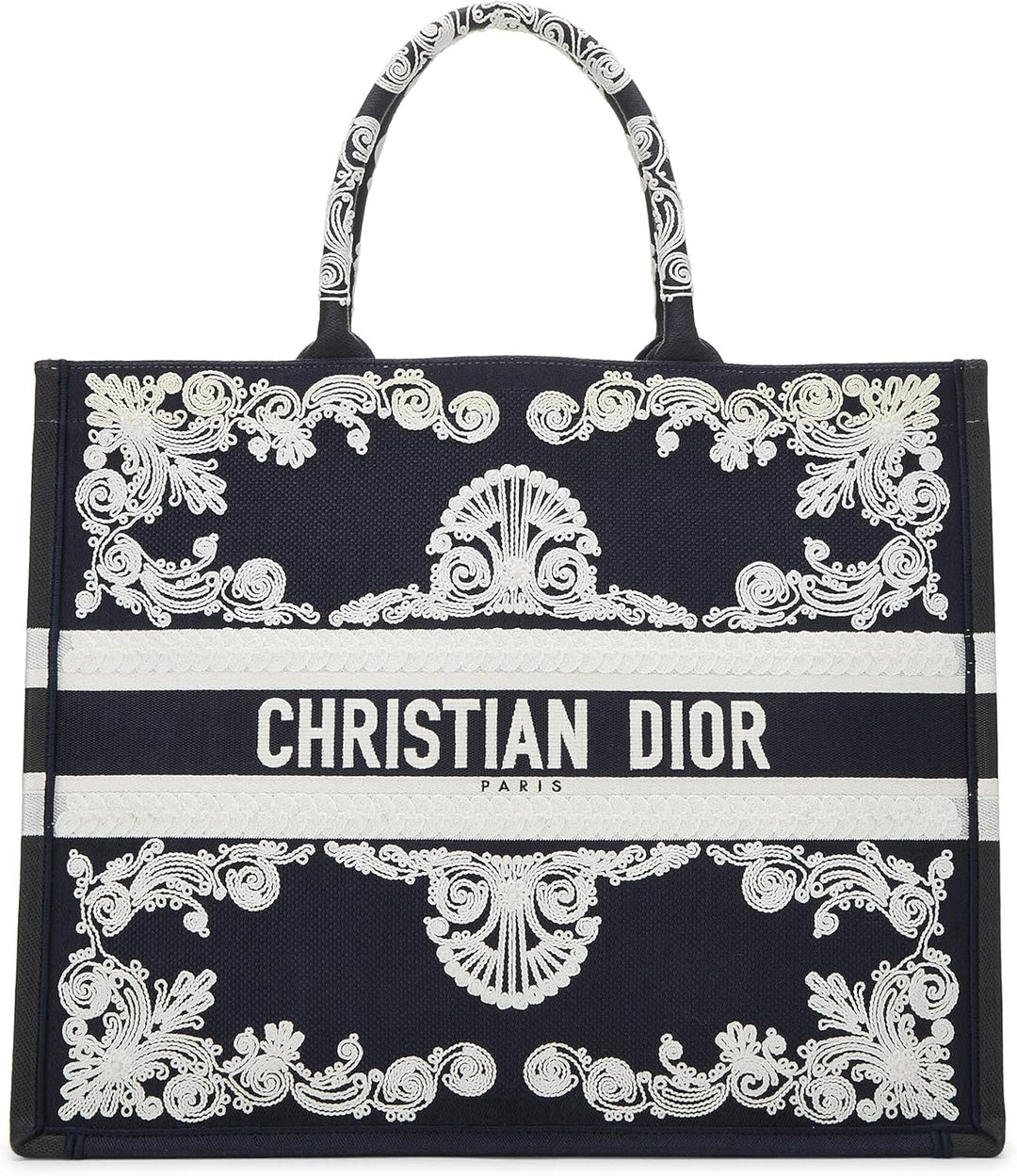 CHRISTIAN DIOR EMBROIDERED LARGE BOOK TOTE BAG