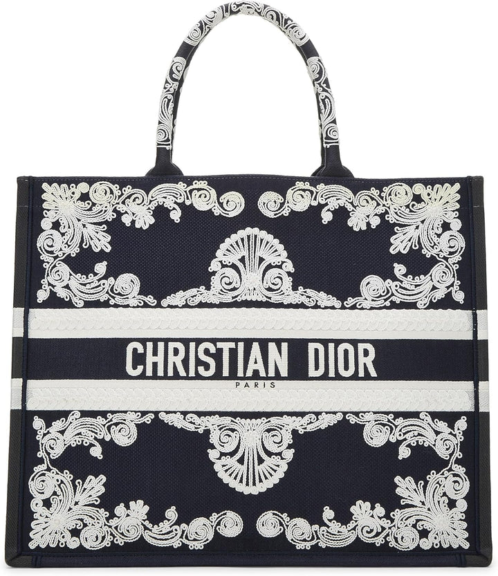 CHRISTIAN DIOR EMBROIDERED LARGE BOOK TOTE BAG
