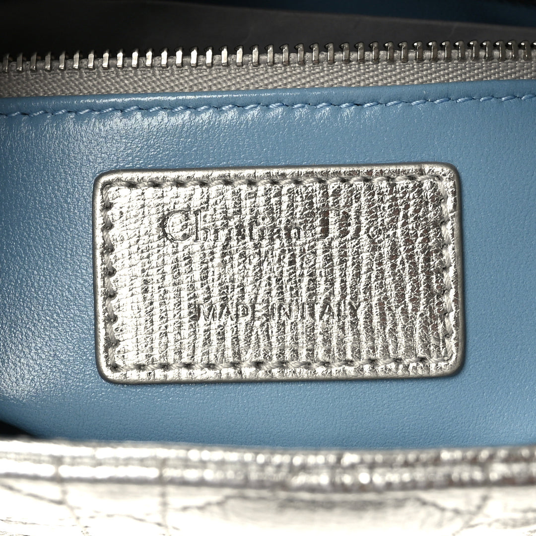 DIOR LADY DIOR CANNAGE LUCKY BADGES GRAINED METALLIC CALFSKIN BAG
