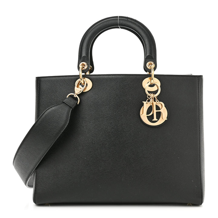CHRISTIAN DIOR GRAINED CALFSKIN LARGE LADY DIOR BAG