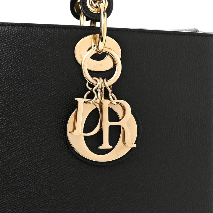 CHRISTIAN DIOR GRAINED CALFSKIN LARGE LADY DIOR BAG