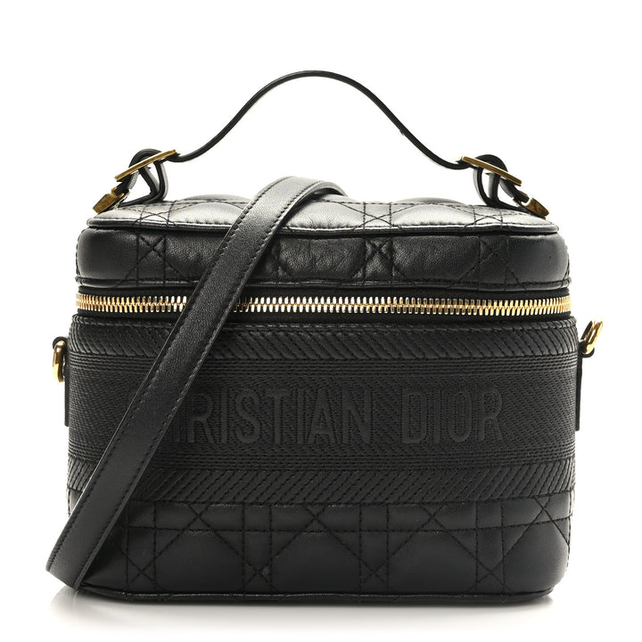 DIOR LAMBSKIN LEATHER CANNAGE SMALL DIORTRAVEL VANITY CASE