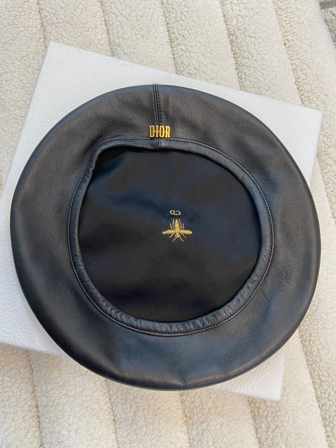 CHRISTIAN DIOR D-DREAM LAMBSKIN LEATHER BERET – Caroline's Fashion
