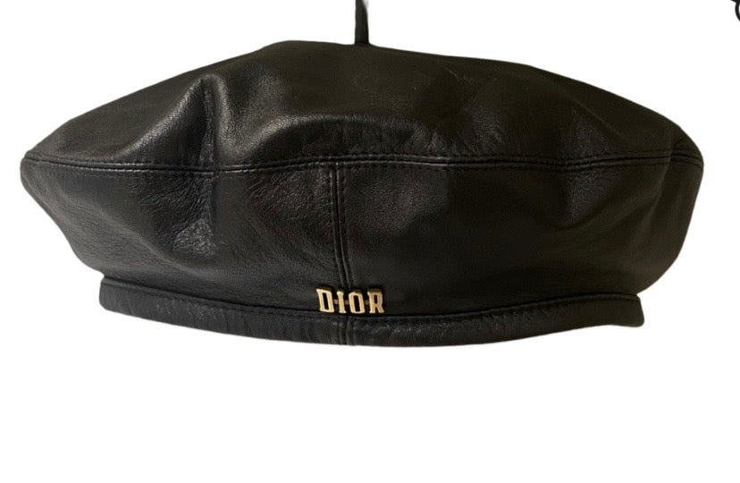 CHRISTIAN DIOR D-DREAM LAMBSKIN LEATHER BERET