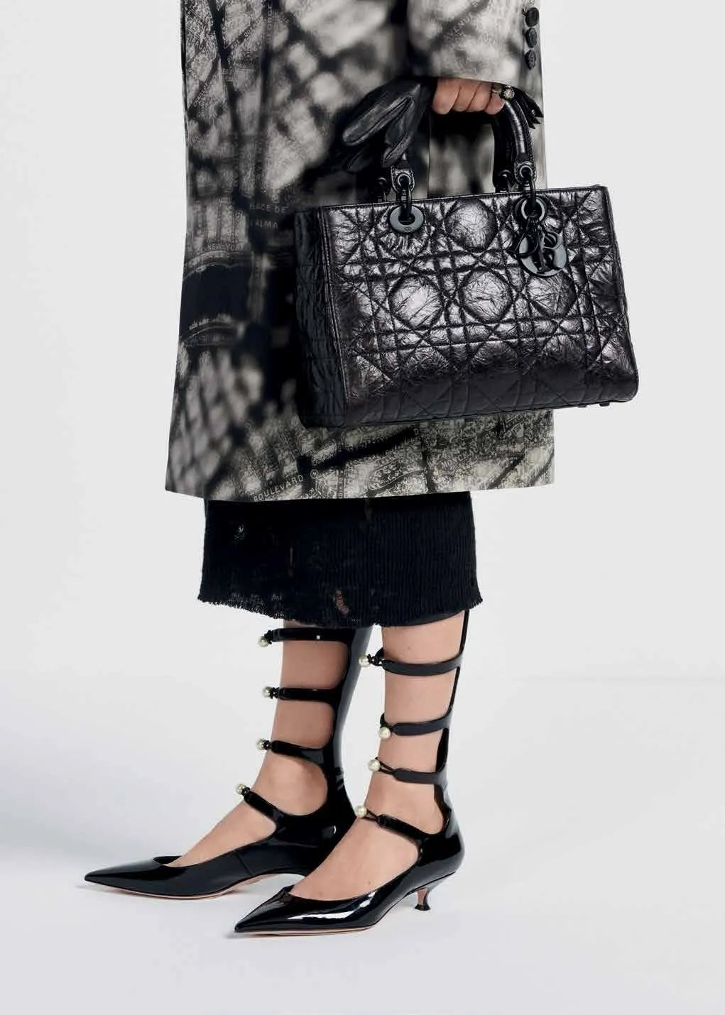 DIOR ULTRA MATTE LADY D-SIRE MACROCANNAGE CRINKLED CALFSKIN LARGE TOTE