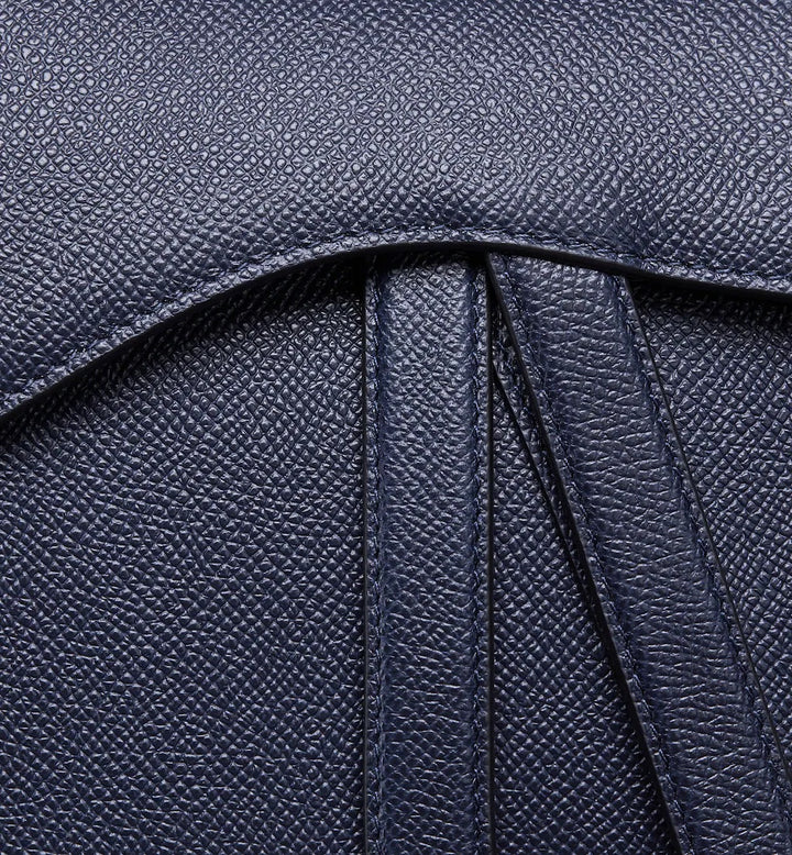 DIOR GRAINED CALFSKIN LEATHER SADDLE BAG IN INDIGO BLUE