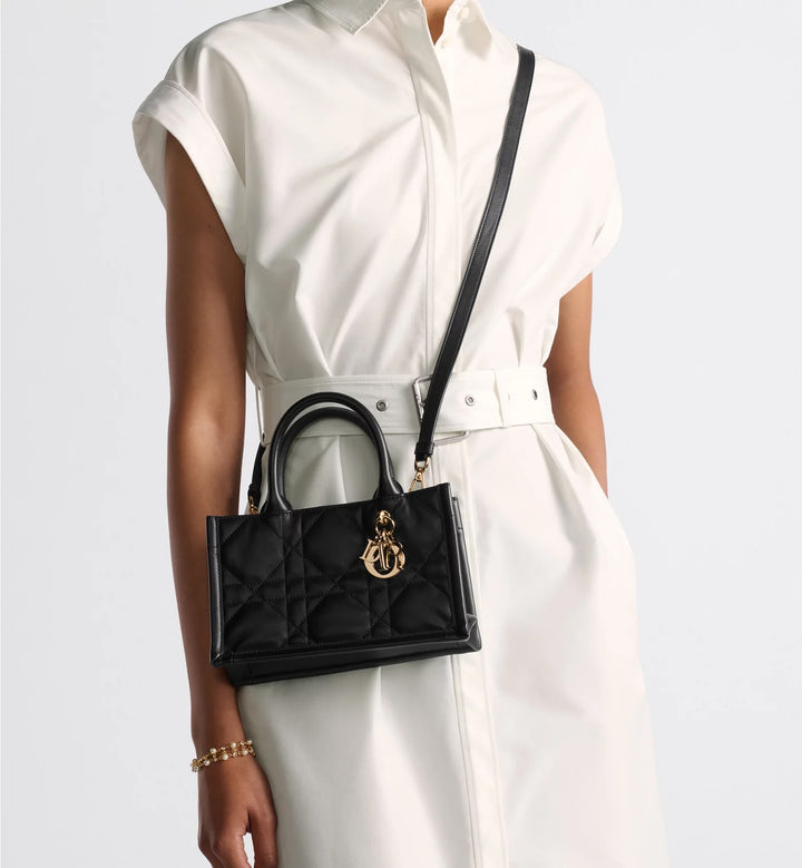 DIOR MACROCANNAGE CALFSKIN MINI DIOR BOOK TOTE BAG