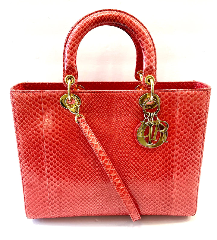 DIOR PYTHON LEATHER LARGE LADY DIOR BAG