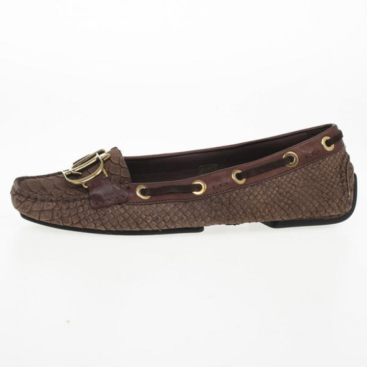DIOR SNAKE EMBOSSED LEATHER CD STITCHED BOAT LOAFERS