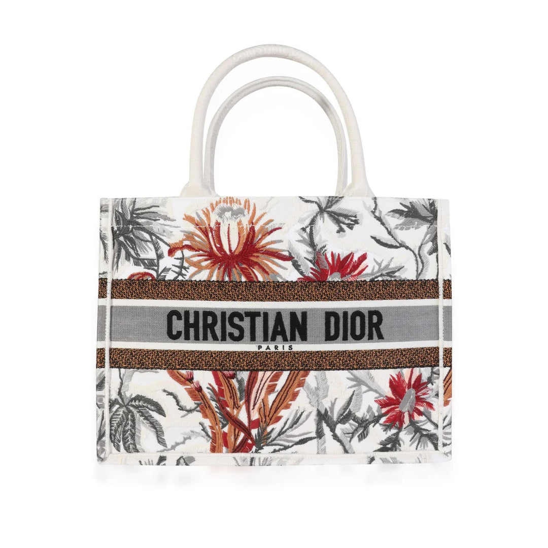 DIOR TOILE DE JOUY TROPICALLA EMBROIDERED LARGE BOOK TOTE BAG