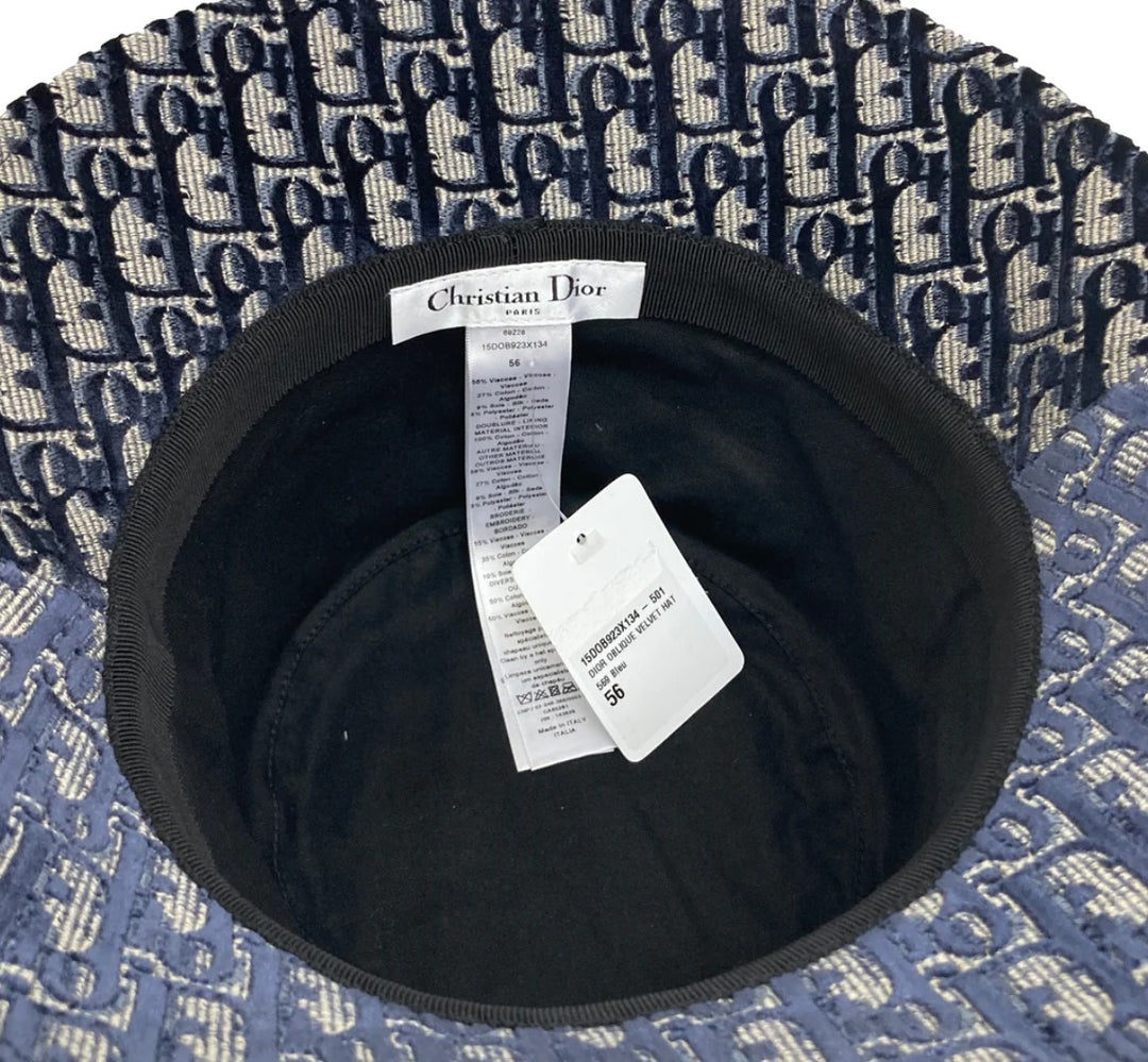 DIOR VELVET OBLIQUE LARGE BRIM BUCKET HAT