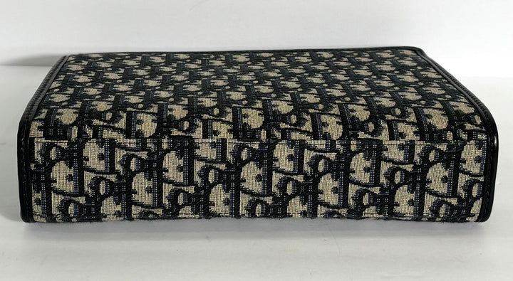 DIOR BLUE OBLIQUE CANVAS AND LEATHER 30 MONTAIGNE POUCH