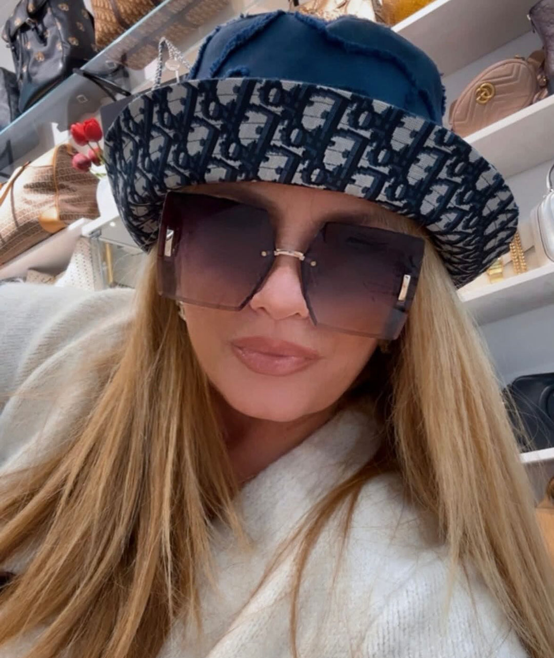 DIOR TROTTER PATTERN OBLIQUE LOGO BUCKET HAT