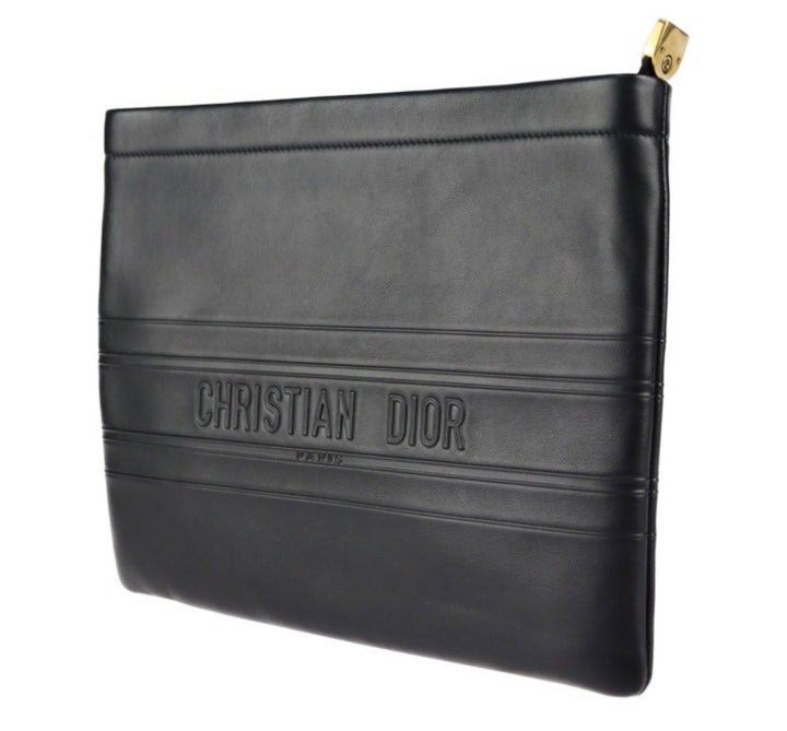 DIOR CLUTCH BLACK LEATHER BAG