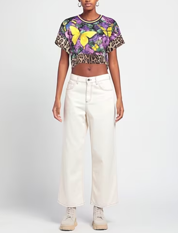 DOLCE &amp; GABBANA BUTTERFLY PRINT CROP TOP