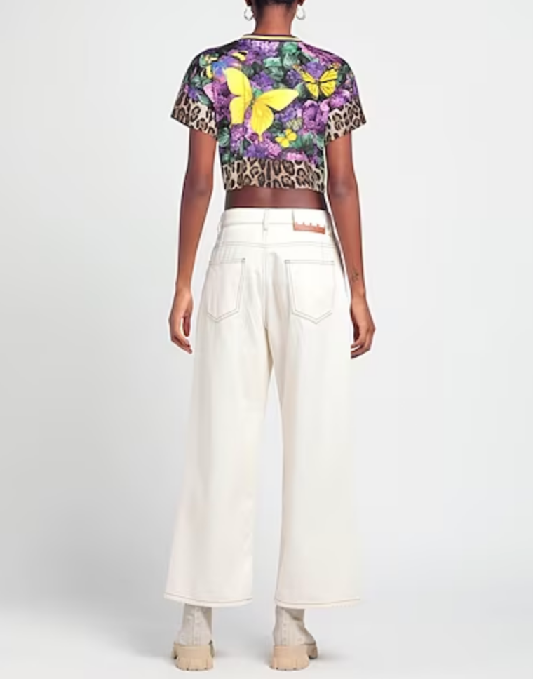 DOLCE &amp; GABBANA BUTTERFLY PRINT CROP TOP