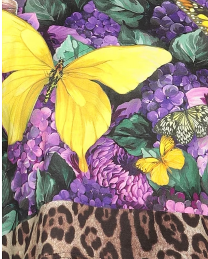 DOLCE &amp; GABBANA BUTTERFLY PRINT CROP TOP