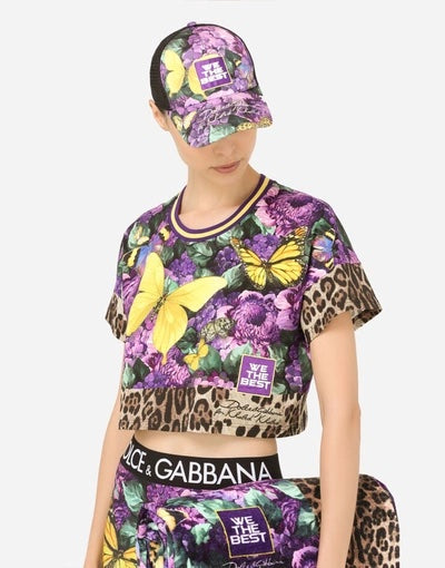 DOLCE &amp; GABBANA BUTTERFLY PRINT CROP TOP