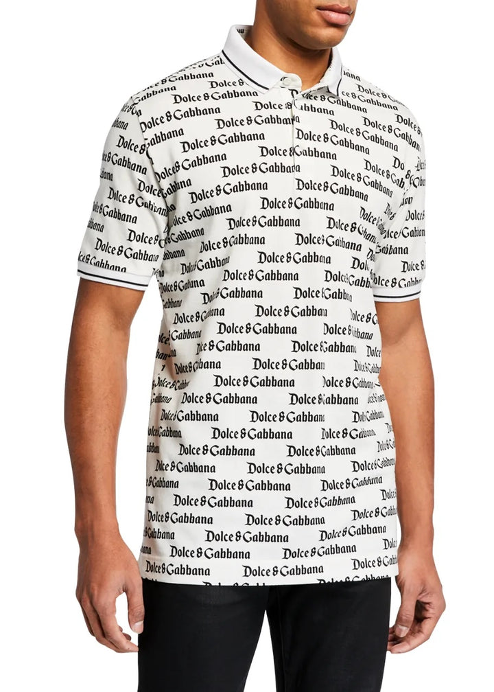 DOLCE &amp; GABBANA ALL OVER LOGO POLO SHIRT