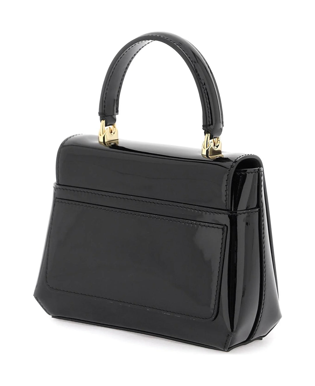 DOLCE &amp; GABBANA DG LOGO BLACK PATENT LEATHER BAG