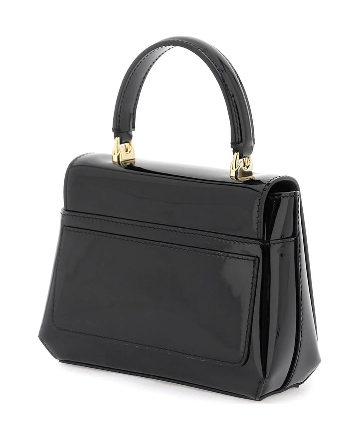 DOLCE &amp; GABBANA DG LOGO BLACK PATENT LEATHER BAG